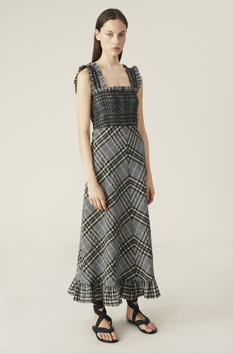 GANNI Seersucker Check Maxi Dress | Endource