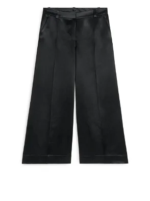 Mint Velvet Wide Leg Palazzo Trousers, Black at John Lewis & Partners