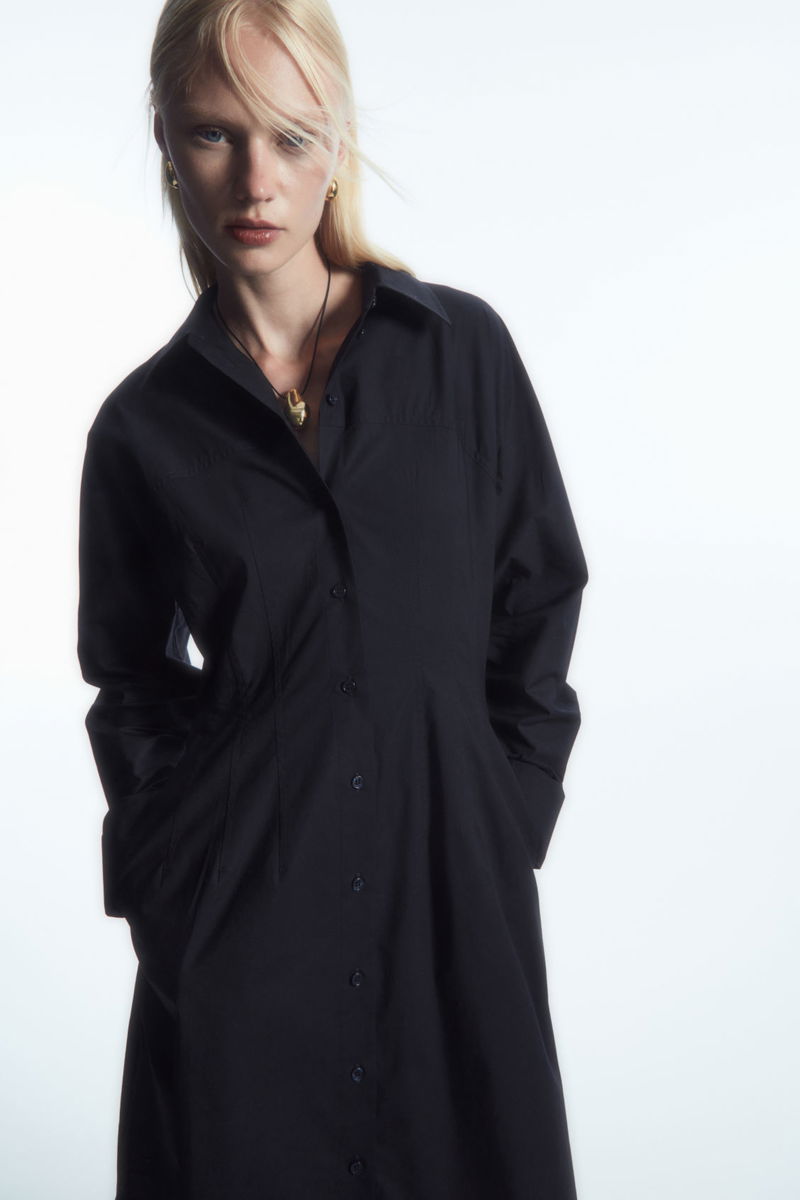 cos waisted midi shirt dress COS Waisted Midi Shirt Dress