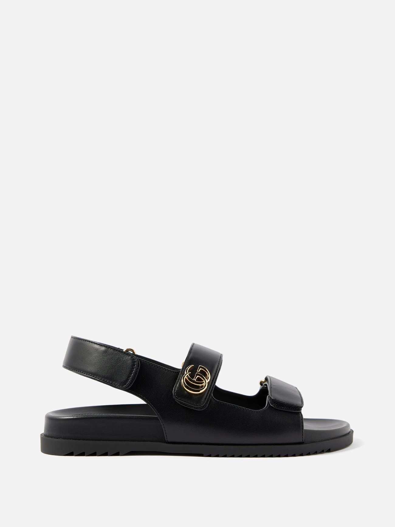 GUCCI Moritz Open-Toe Leather Sandals in Black | Endource