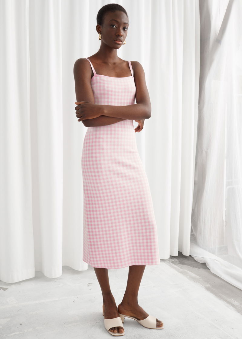 u0026 OTHER STORIES Fitted Gingham Midi Dress | Endource