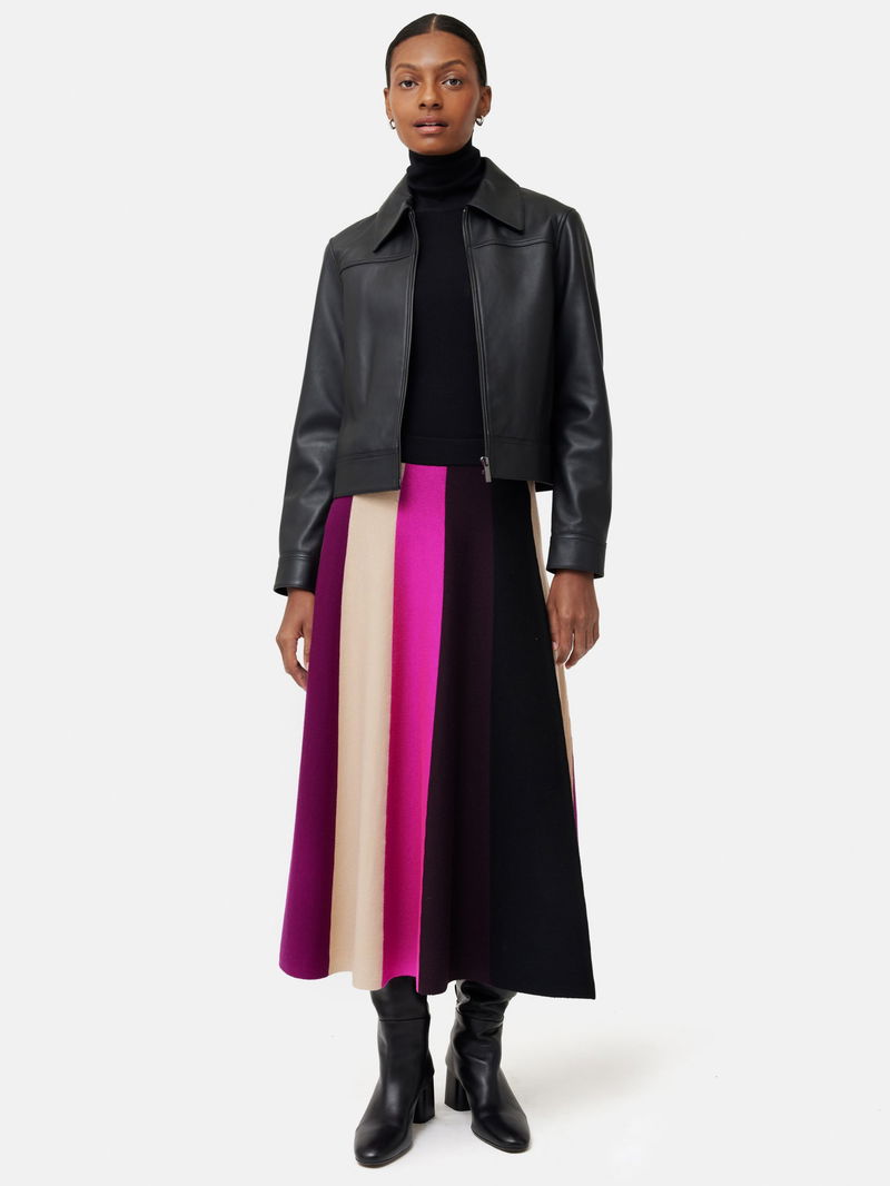 JIGSAW Midi Stripe Merino Skirt endource