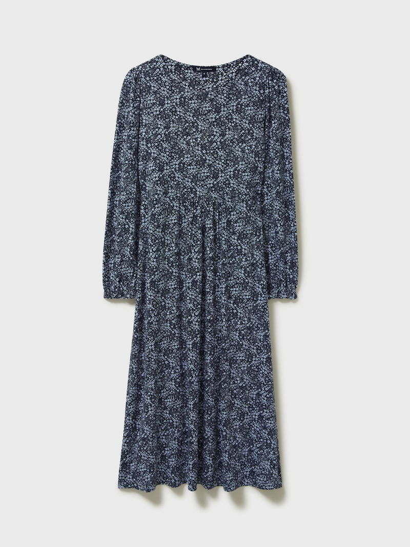 CREW CLOTHING Ditsy Floral Print Jersey Maxi Dress in Light Blue/Navy ...