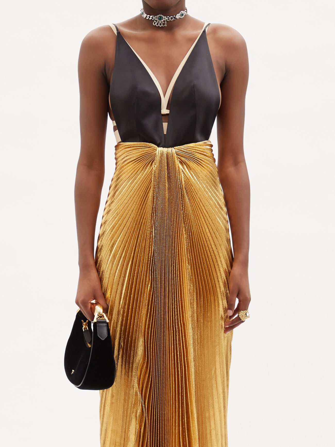 gucci gold lame dress GUCCI 627432 Z8AKU Gold Laminated Lam Mini Dress Detach Collar Peter Pan 44 M-L