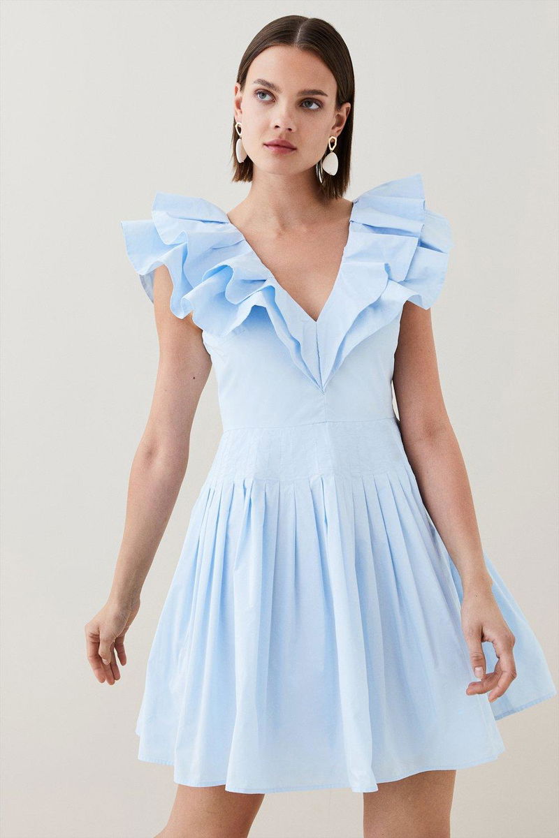 KAREN MILLEN Taffeta Frill Pintuck Dress