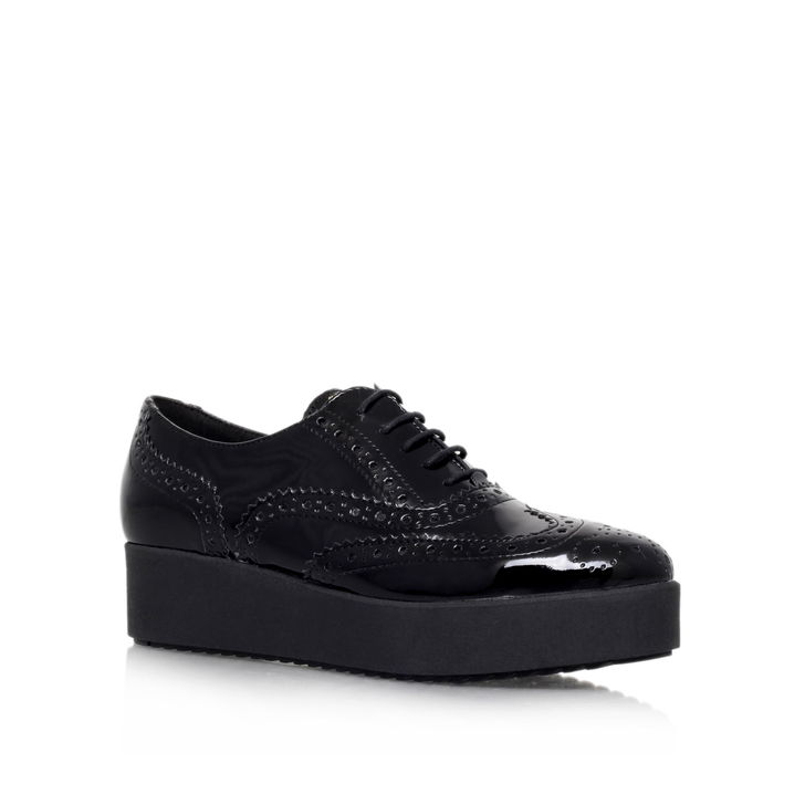 Black Carvela Platform Shoes CONNECTED ZIP Black Suede Lace Up
