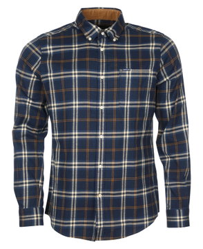 Blue and yellow plaid Barbour flannel shirt