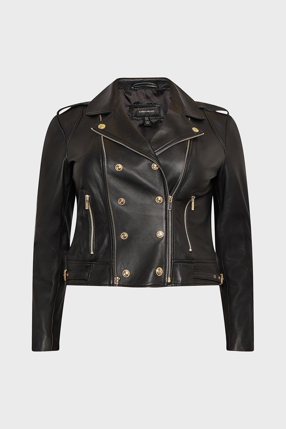 KAREN MILLEN Curve Leather Military Biker | Endource