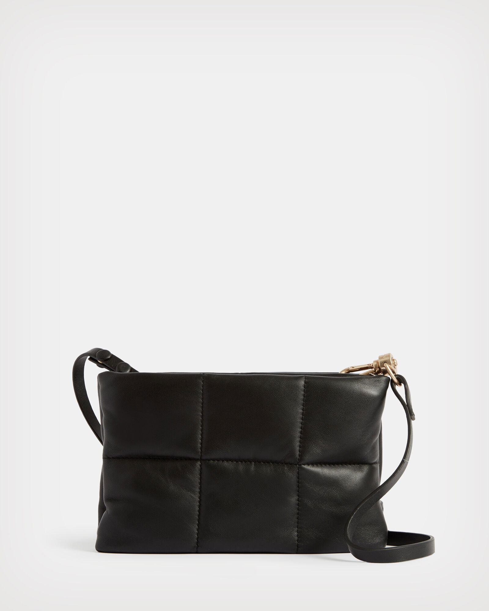 ALLSAINTS Mila Quilted Leather Pouch Crossbody Bag in Black Endource