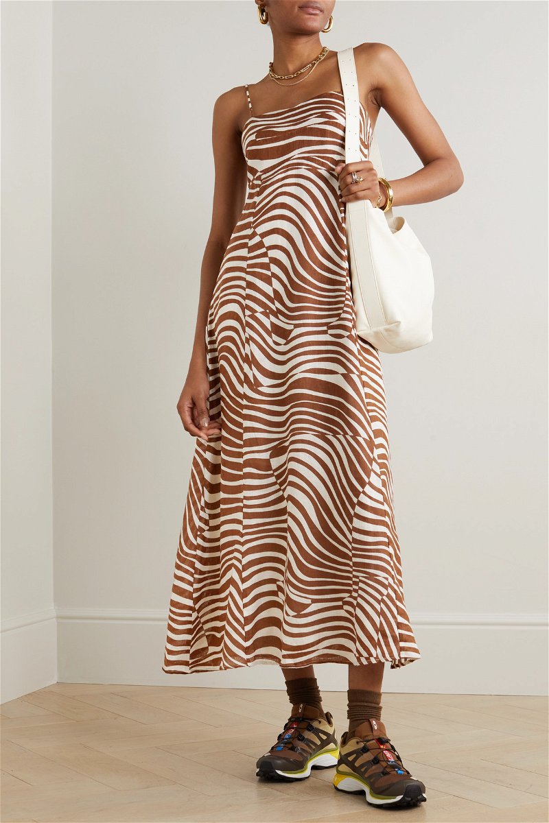 Buy Faithfull The Brand Sorso Linen Midi Dress - Brown At 30% Off