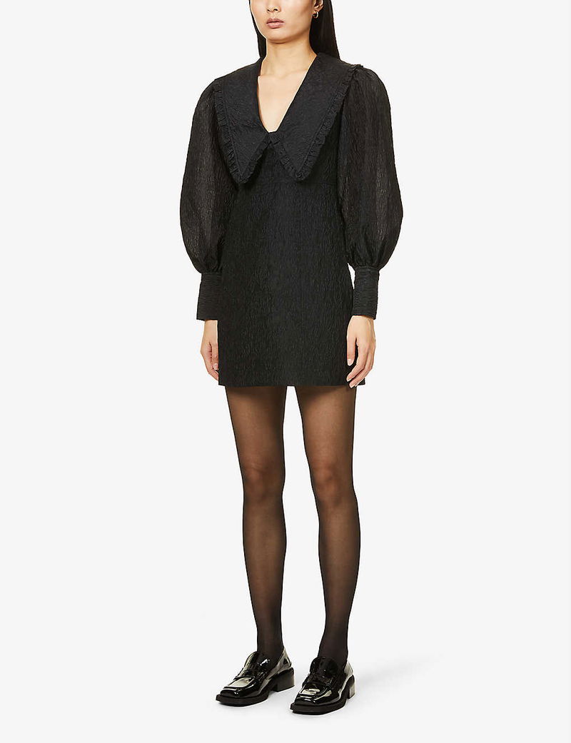 open lace back dress Ganni Black Recycled Polyester Casual Dress