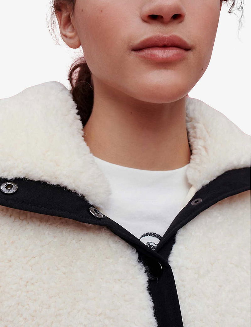 Bershka Faux Fur Contrast Biker Jacket, ASOS