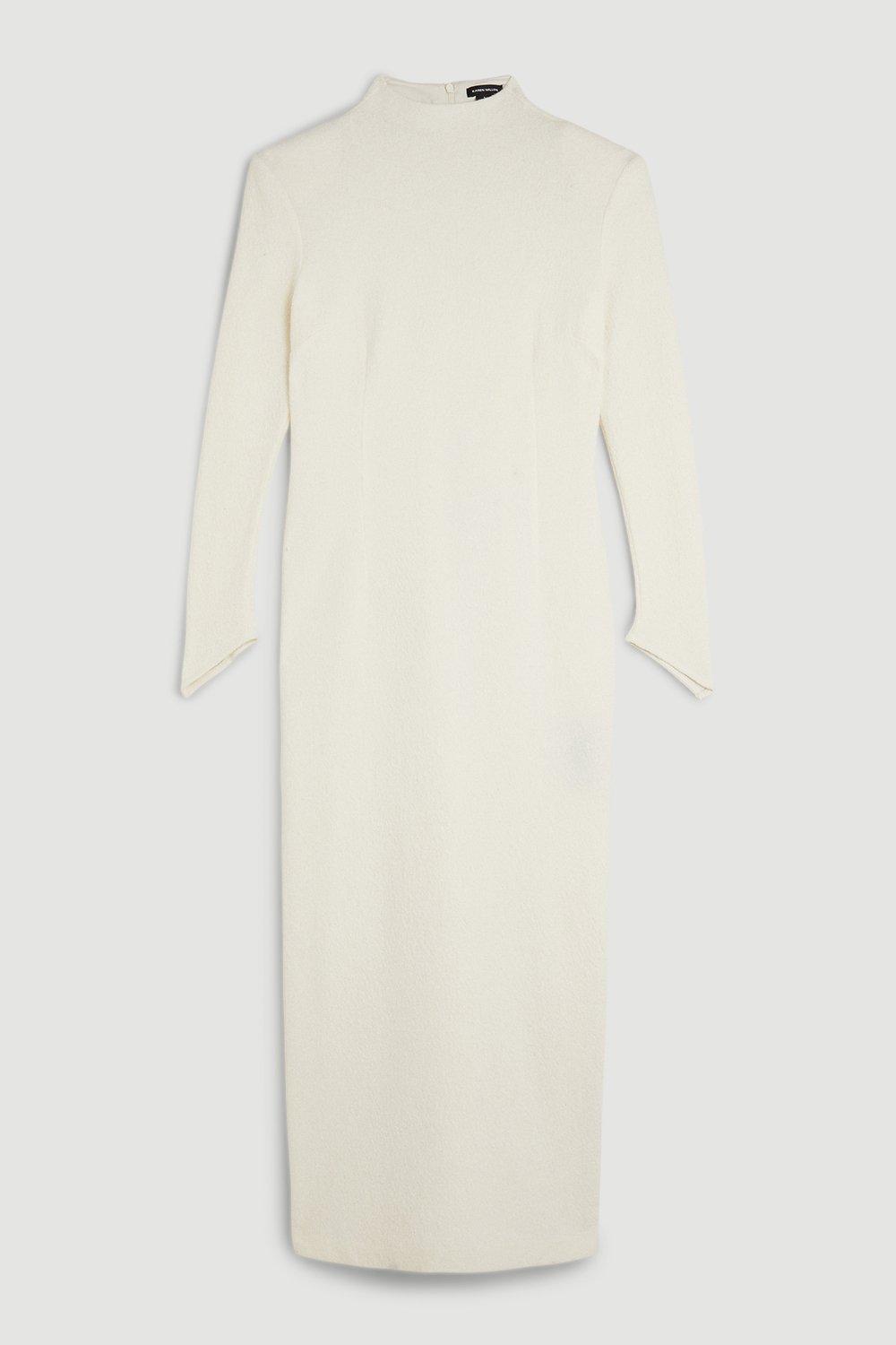 KAREN MILLEN Wool Funnel Neck Knit Midi Dress | Endource