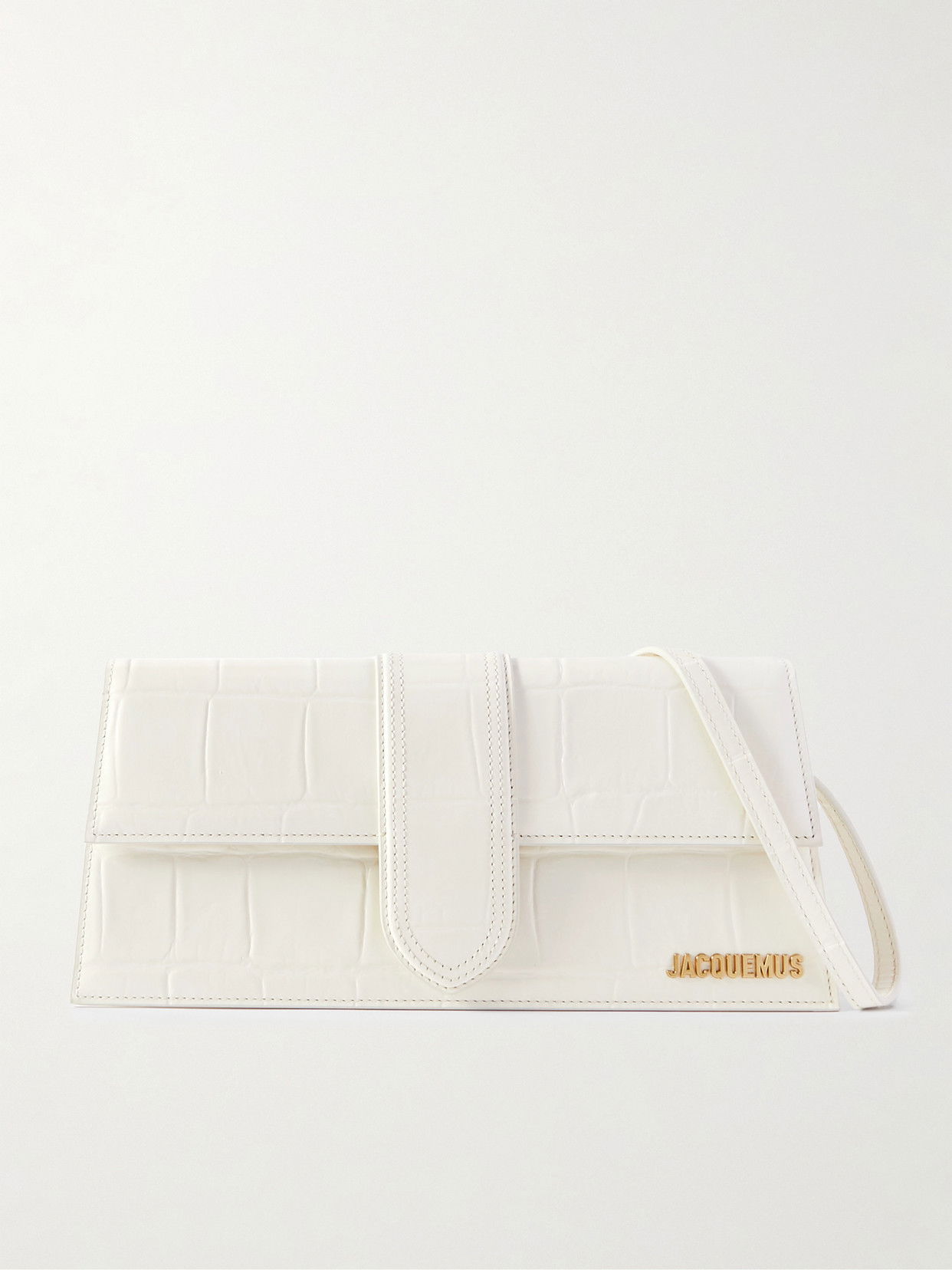 JACQUEMUS Le Bambino SnakeEffect Leather Shoulder Bag in Ivory Endource