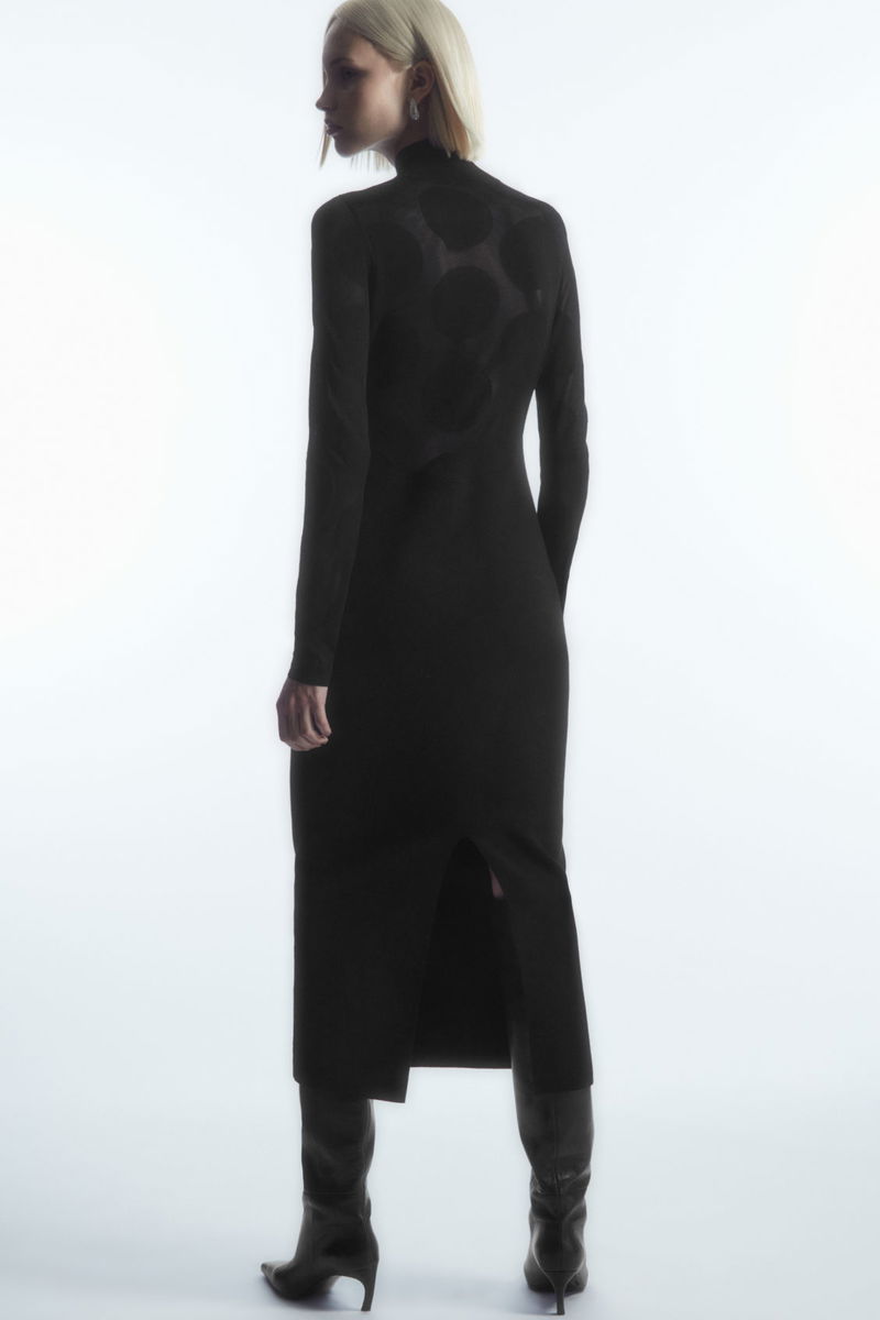 PLUS Nude Sheer Polka Mid Sleeve Dress main image 0