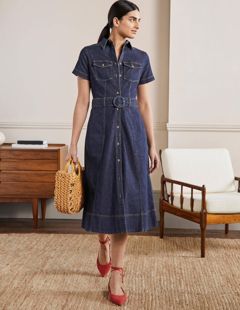 BELTED MIDI SHIRT DRESS