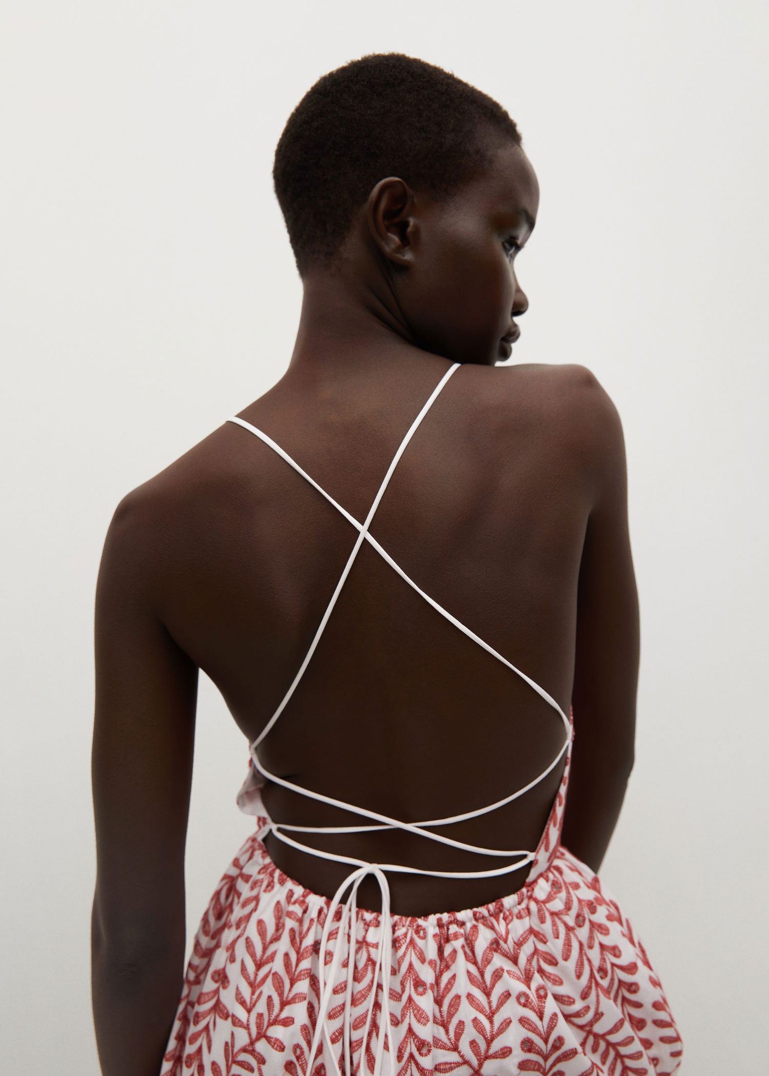 MANGO Embroidered Open Back Dress | endource