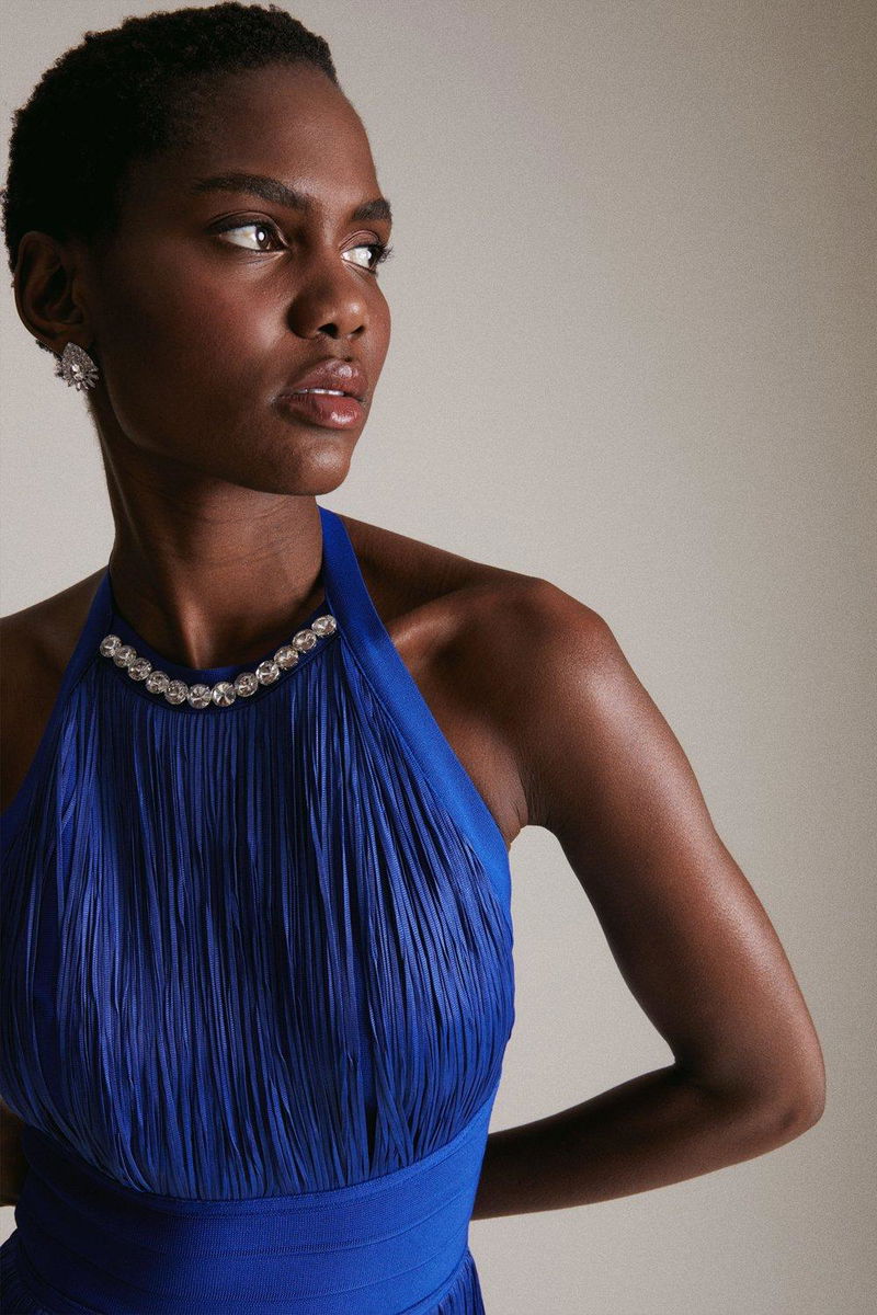 KAREN MILLEN Bandage Knit Fringed Dress In Recycled Yarn | endource