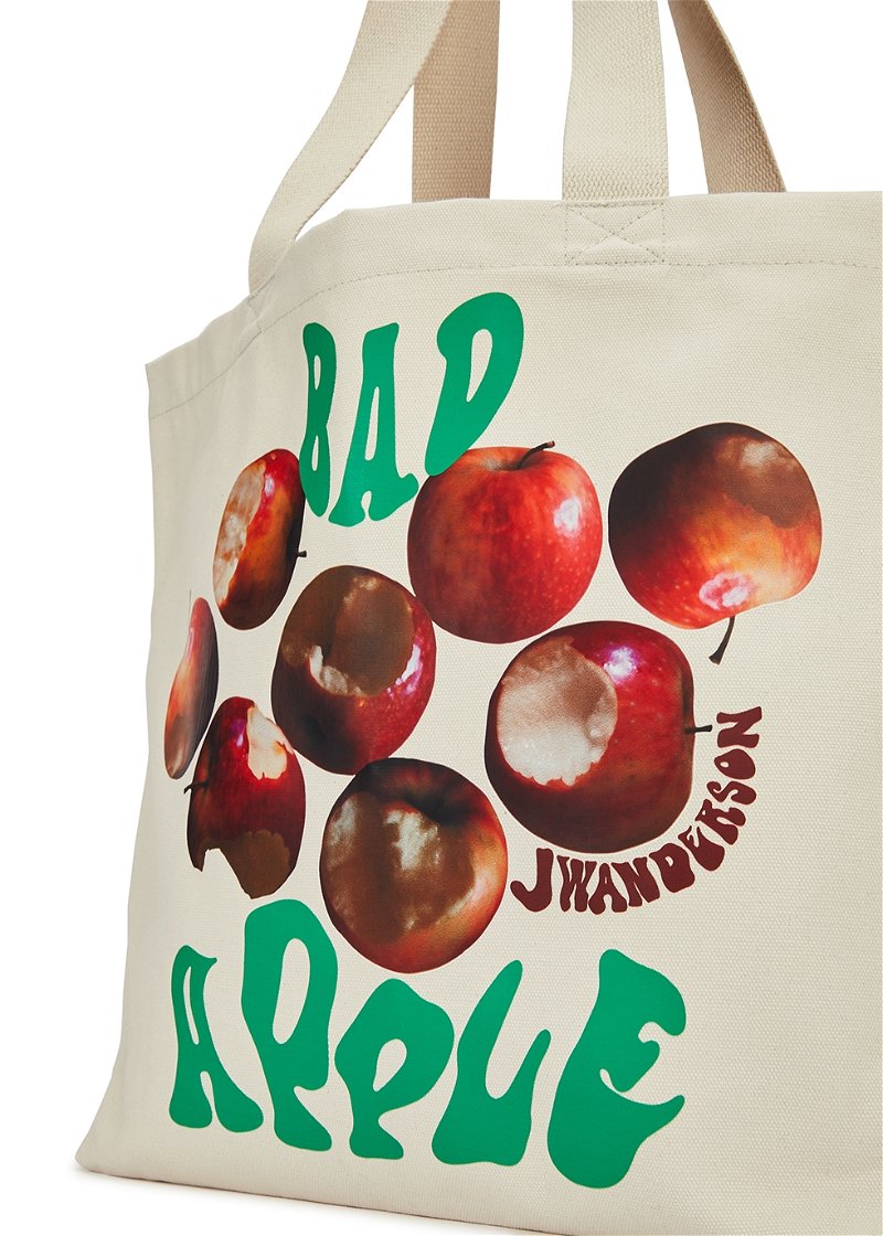 JW Anderson Bad Apple-print Canvas Tote Bag in White