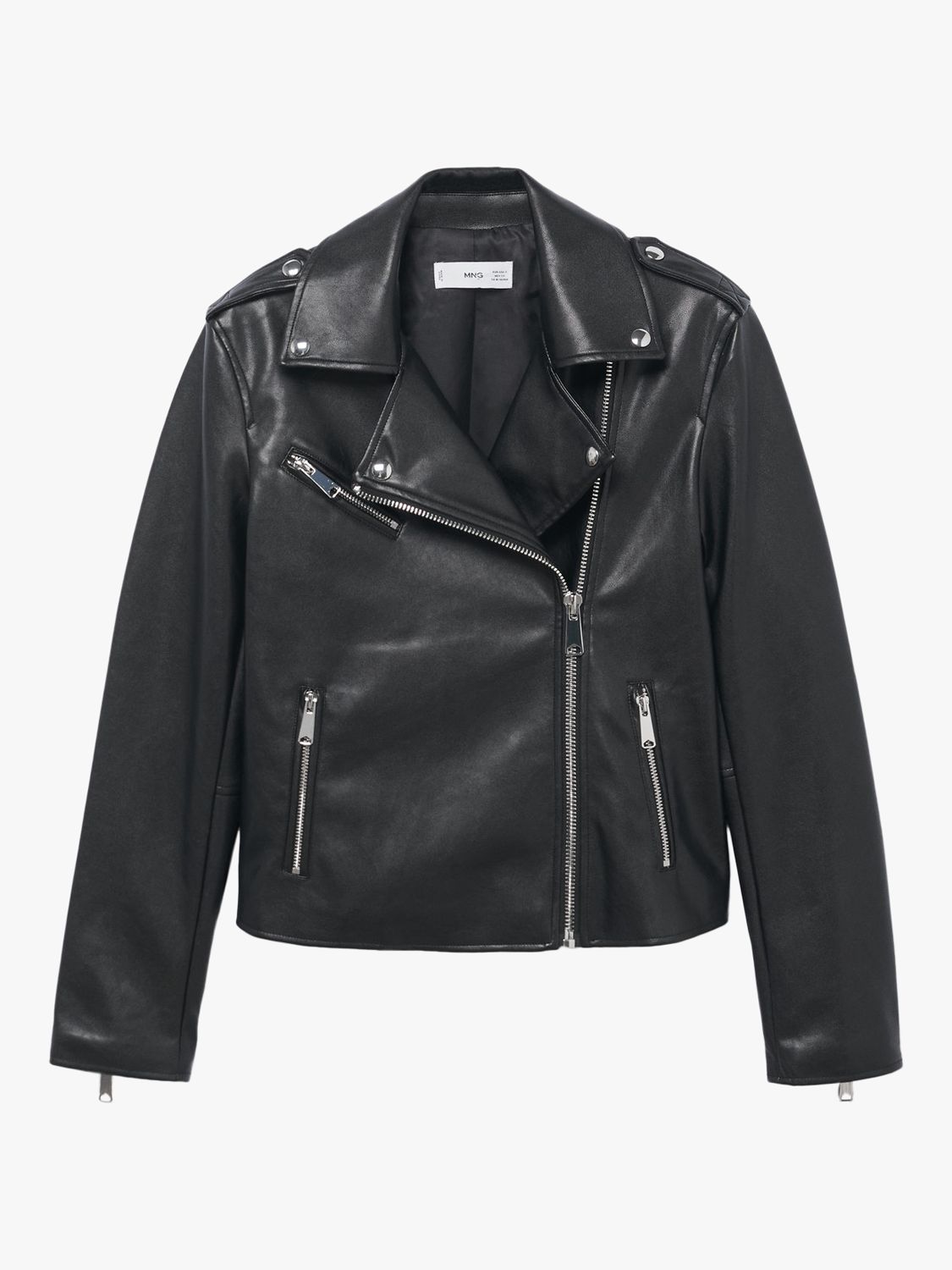 MANGO Liz Faux Leather Biker Jacket in Black | Endource