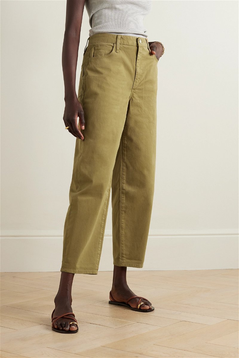 Cropped cotton-blend twill tapered pants