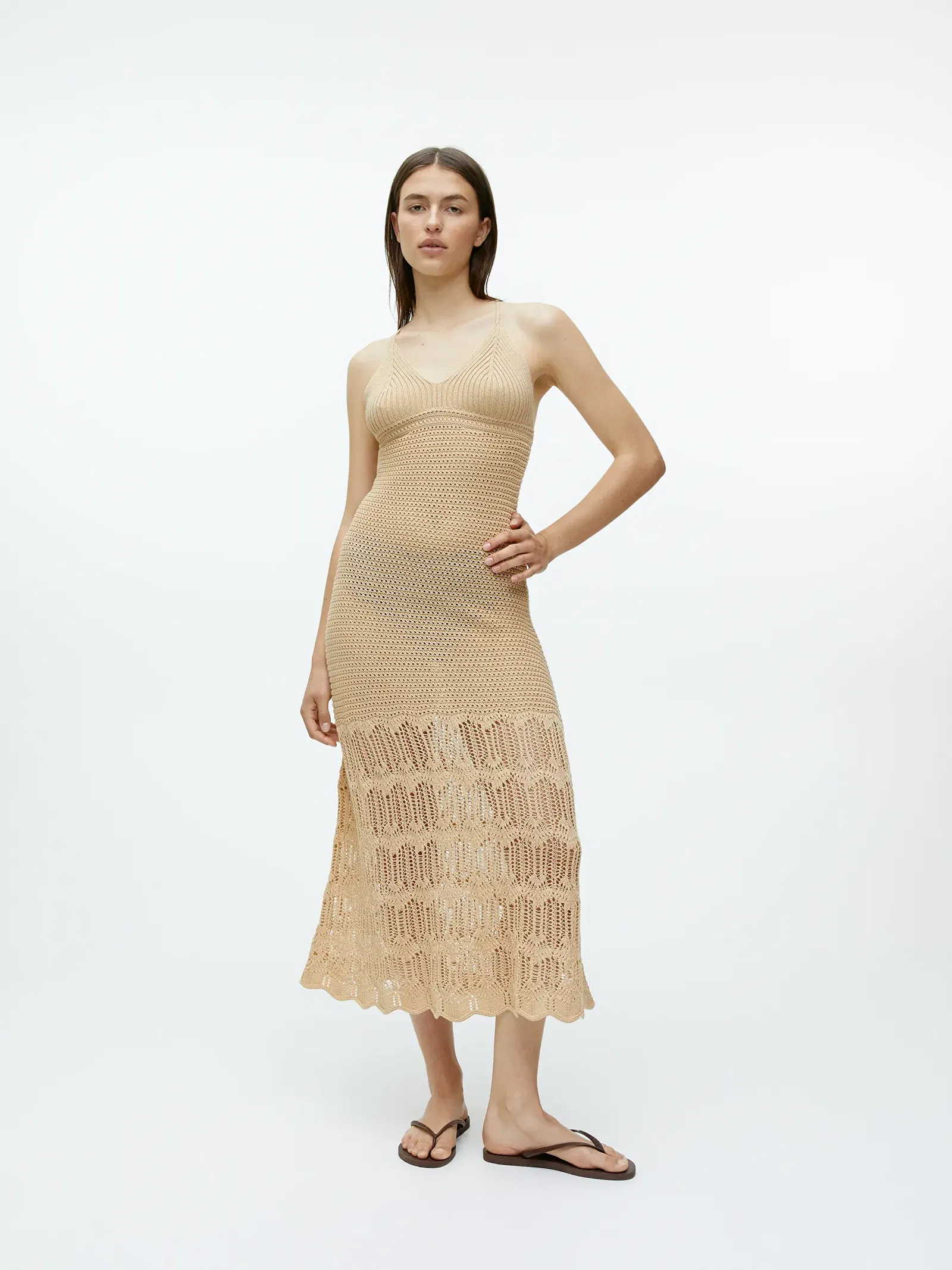 arket crochet dress retrofte Women's Avril Metallic Crochet Dress - Red