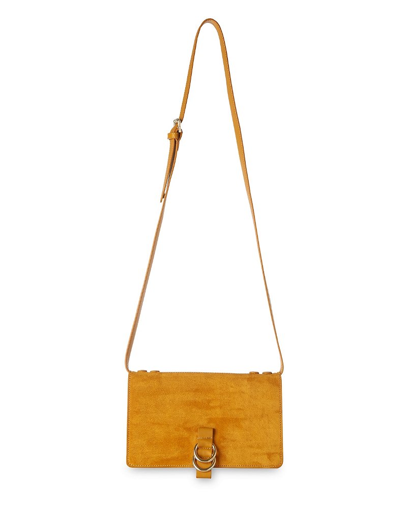 WHISTLES Zora Suede Ring Bag in Yellow | Endource