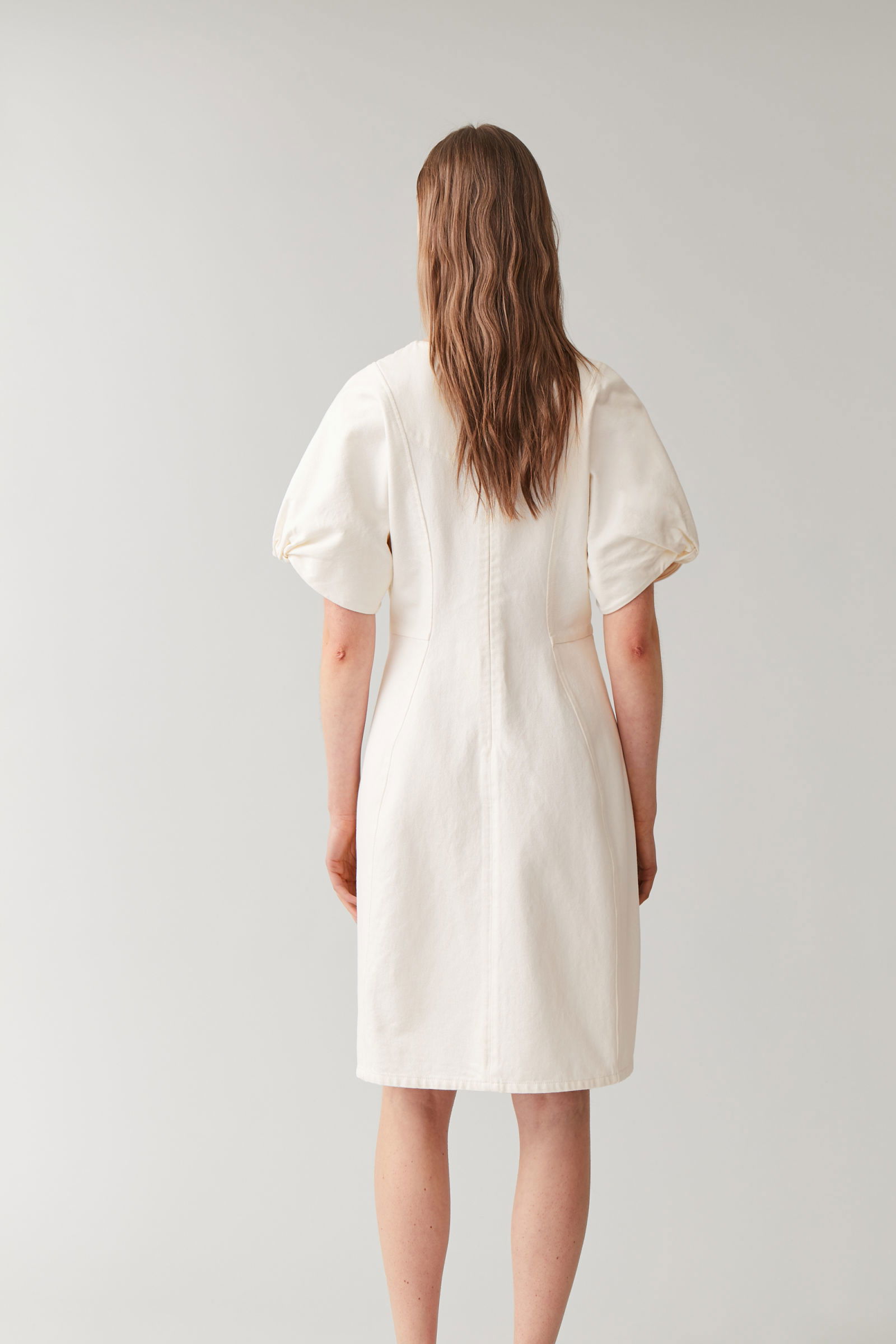 cos organic cotton denim dress 70% off Colour:Slate Hemp denim long bridesmaid dress Cosmos Puff Sleeve Mini