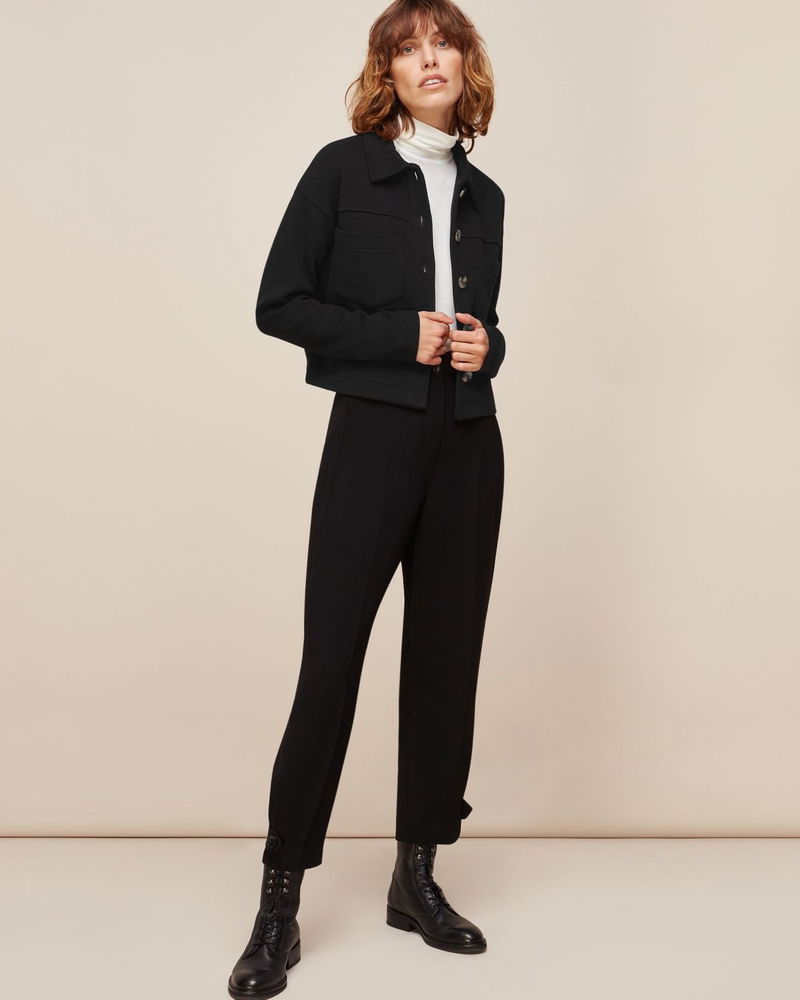 WHISTLES Utility Jersey Jacket in Black Endource