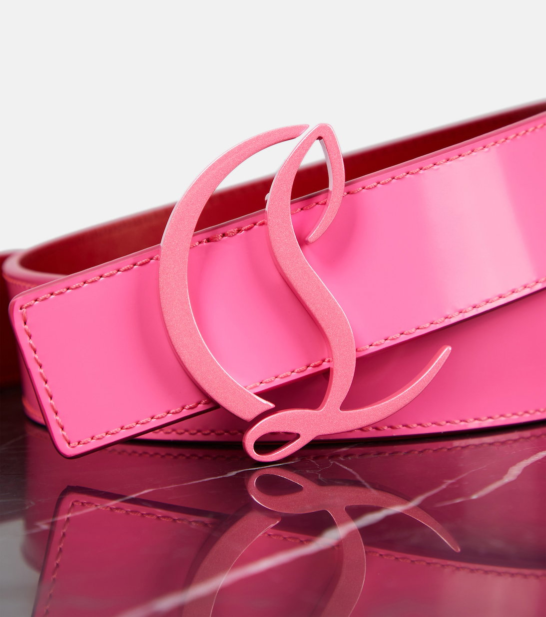 Christian Louboutin Cl Logo Leather Belt, Pink CL Logo - Belt - Calf leather - Leche - Christian Louboutin  main image 2