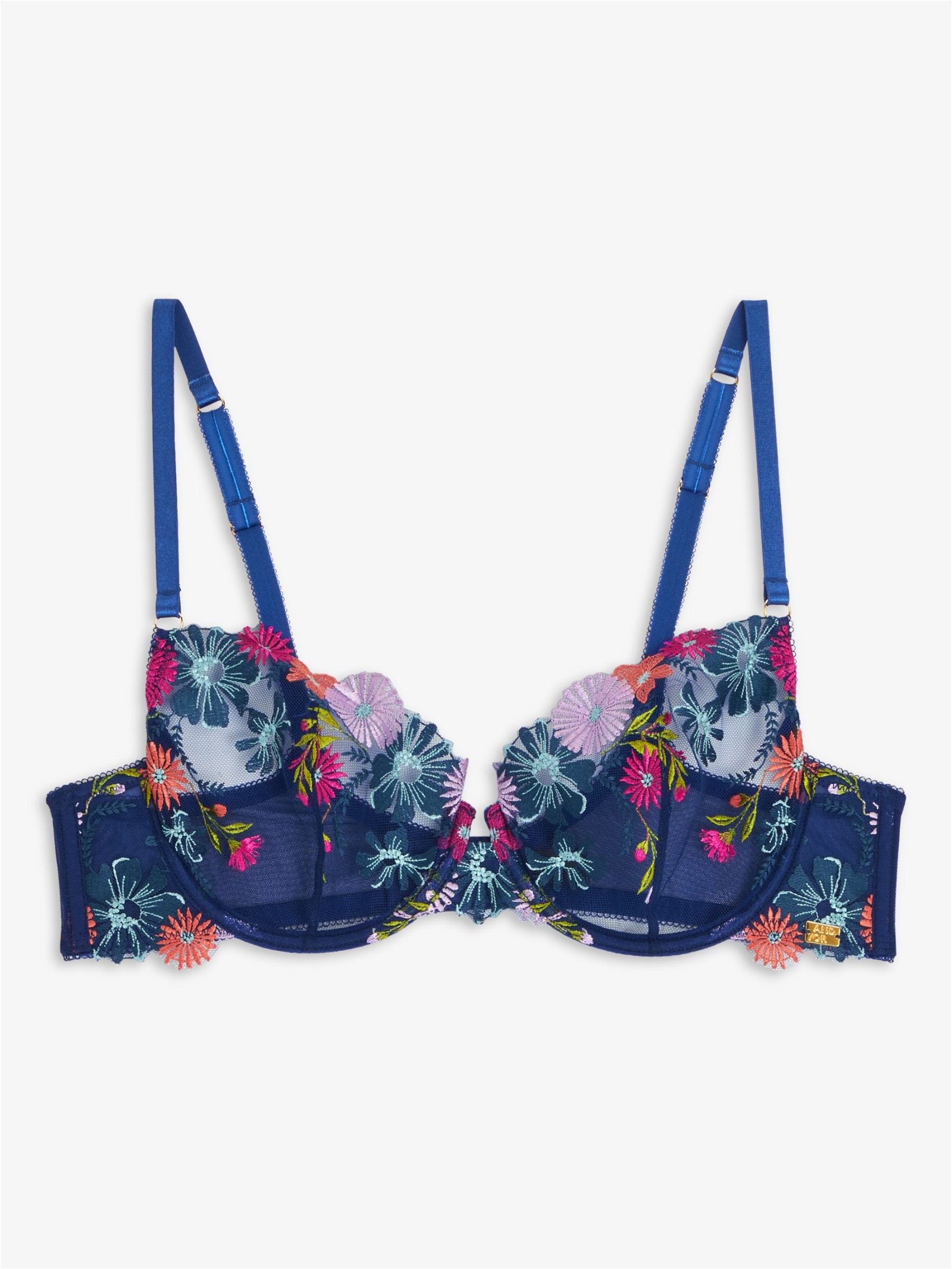AND/OR Kiki Floral Non Padded Underwired Bra, Blue/Multi, 32E