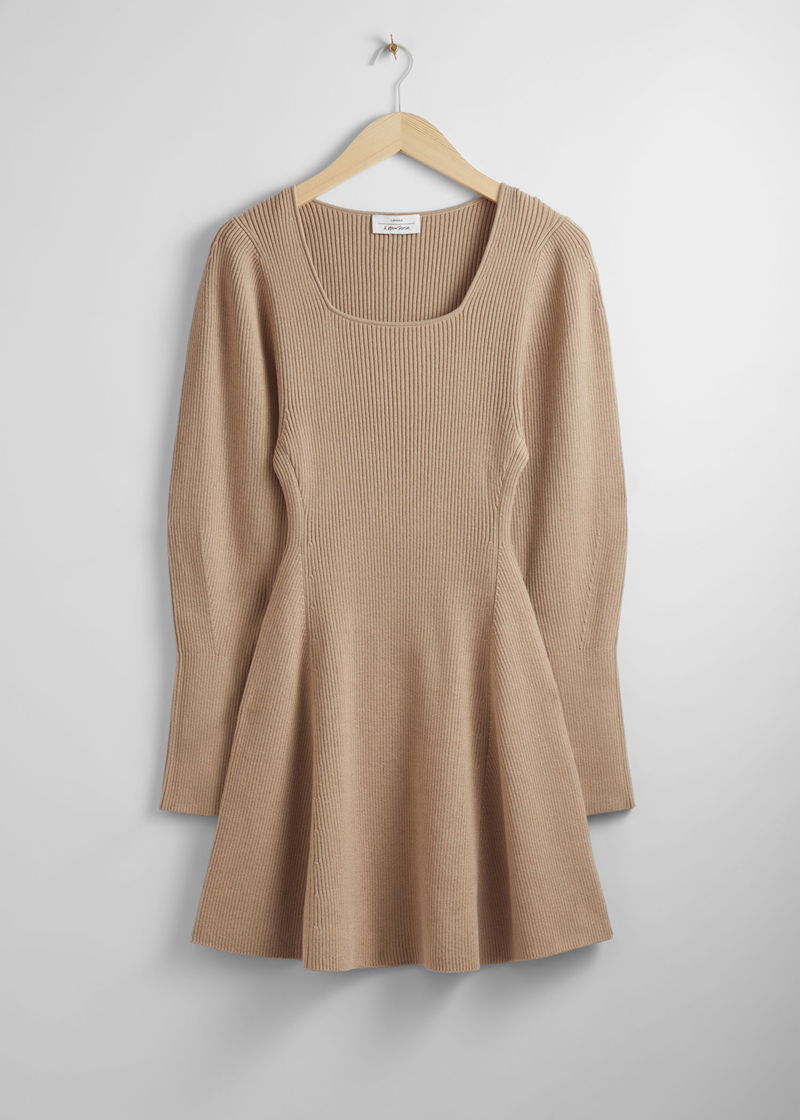 新品未使用Trois Logo Knit Mini Dress/beige はかなく M