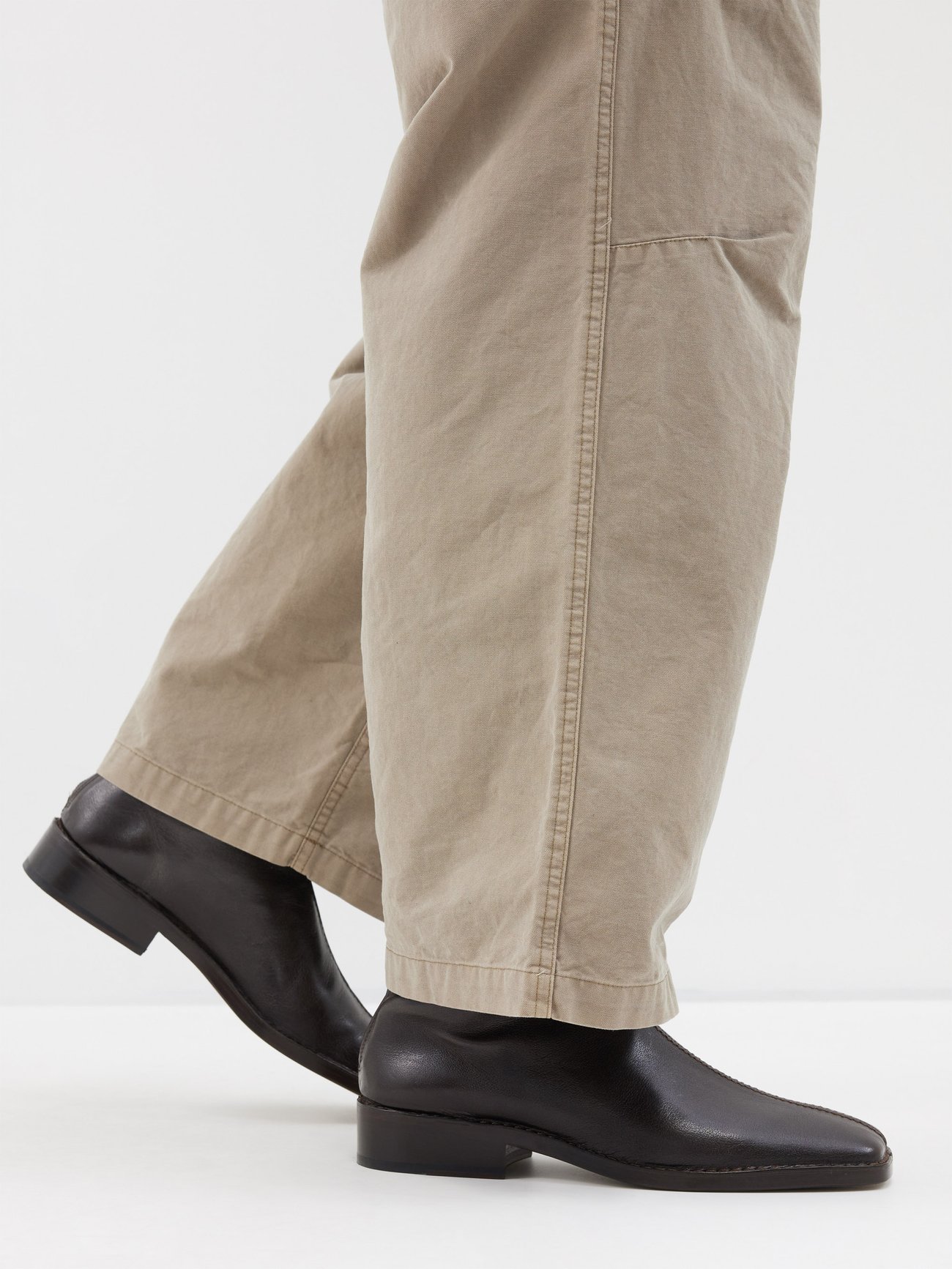 LEMAIRE Piped Zipped Grained-Leather Boots | endource