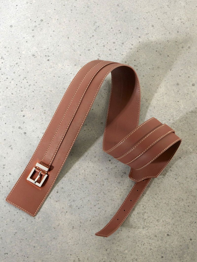 Lauren Ralph Lauren Crescent-Buckle Woven Leather Wide Belt