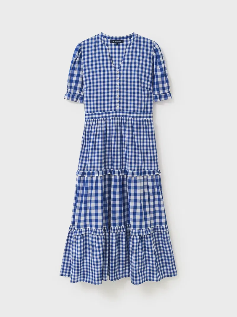 CREW CLOTHING Lucille Tiered Gingham Dress | endource