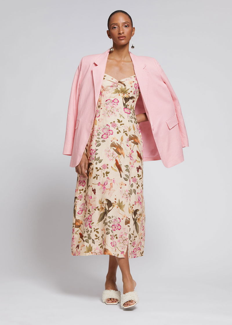 pale green midi dress Lissa Green Porcelain Print Square-Neck Midi Dress – Club L London