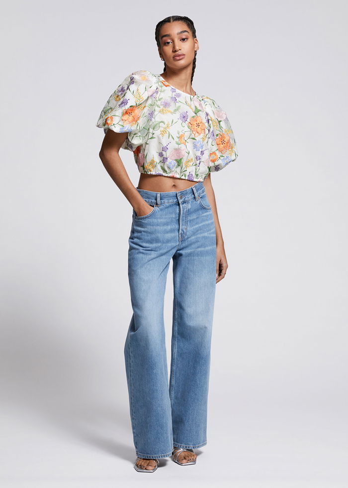 Embroidered Puff Sleeve Blouse