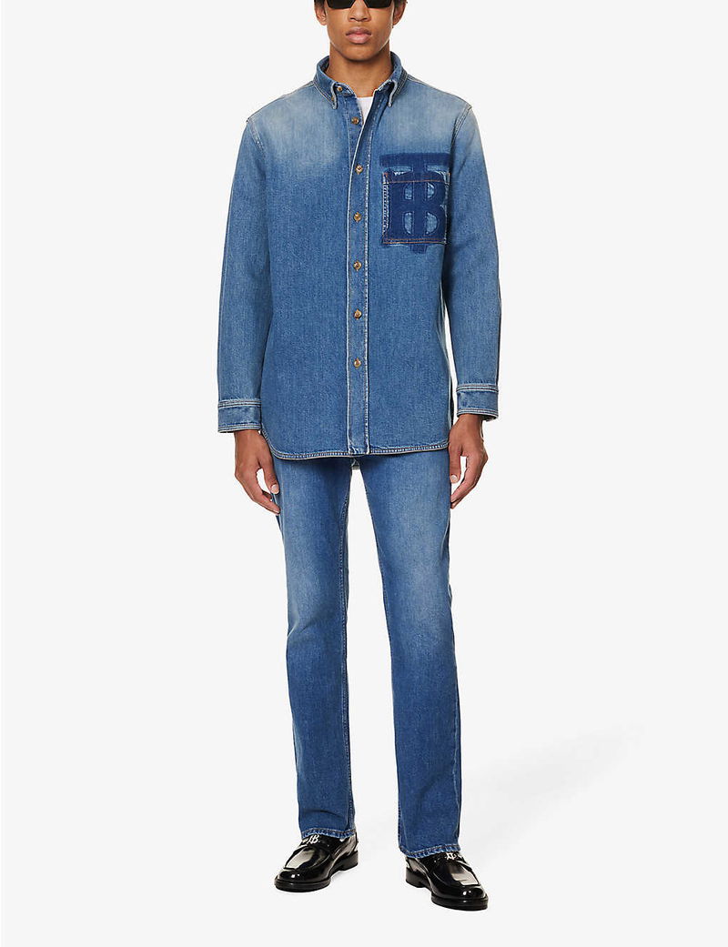 burberry contrast button stretch cotton shirt