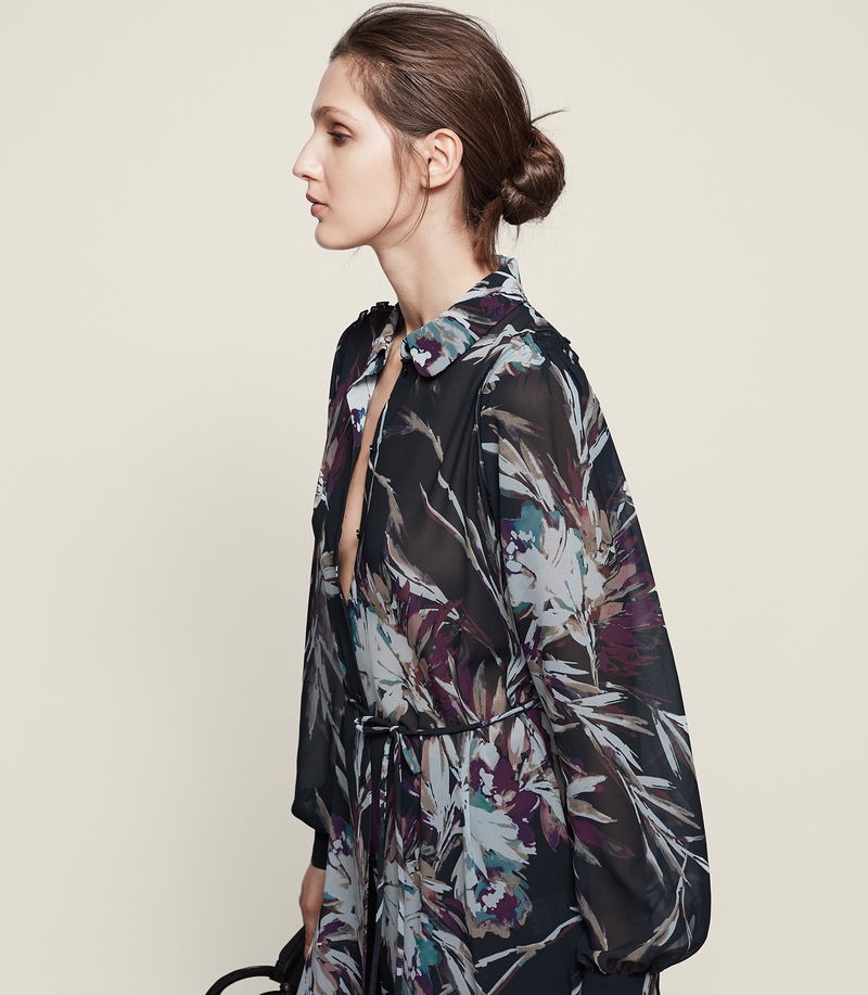 REISS Antonella Multi Floral Shirt Dress | Endource