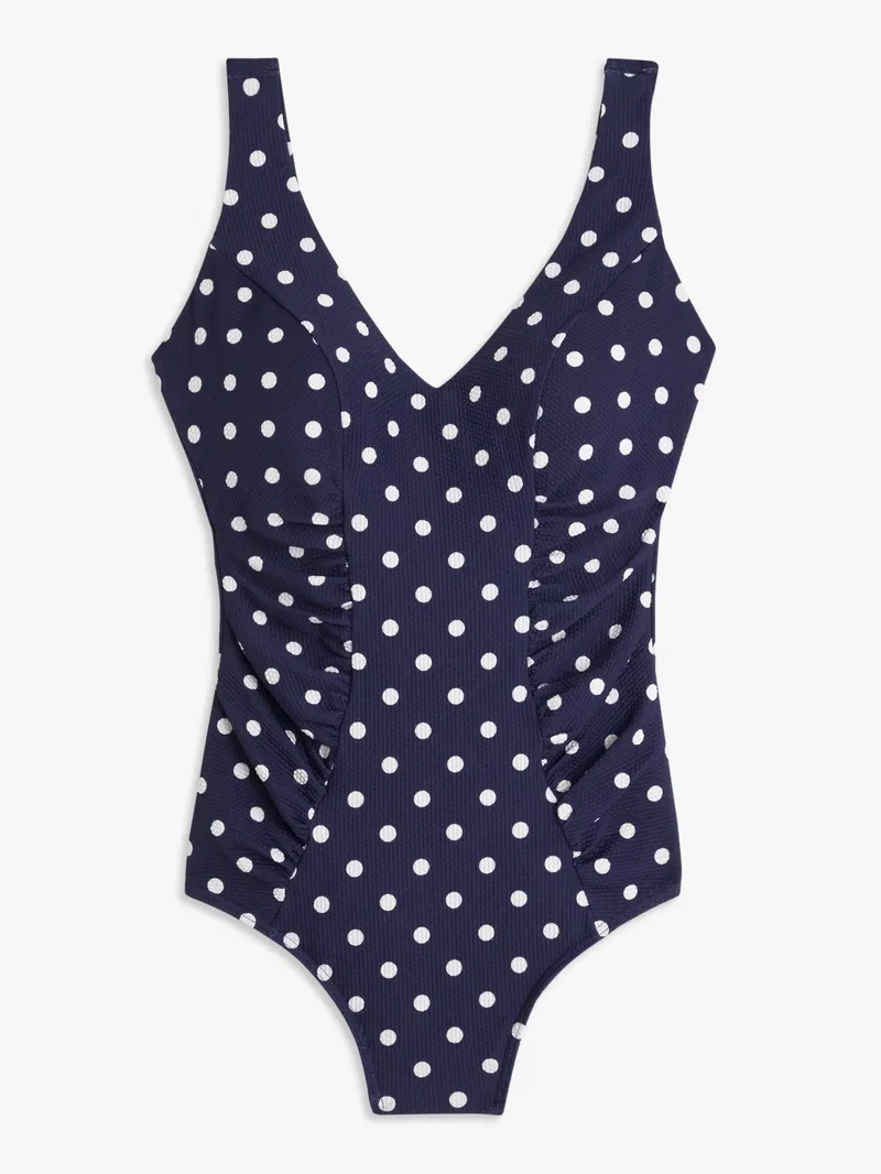 John Lewis Mirage Side Ruched Swimsuit, Teal at John Lewis & Partners