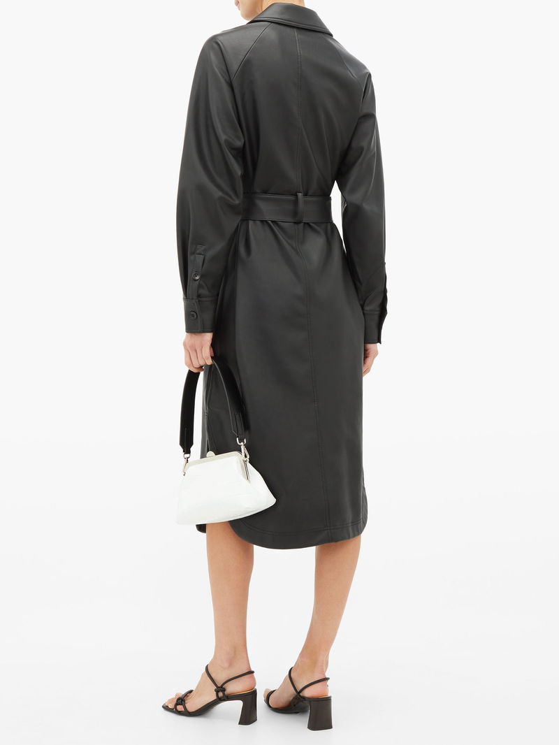 TIBI Belted Faux-Leather Shirt Dress | endource TIBI Belted Faux-Leather Shirt Dress | endource