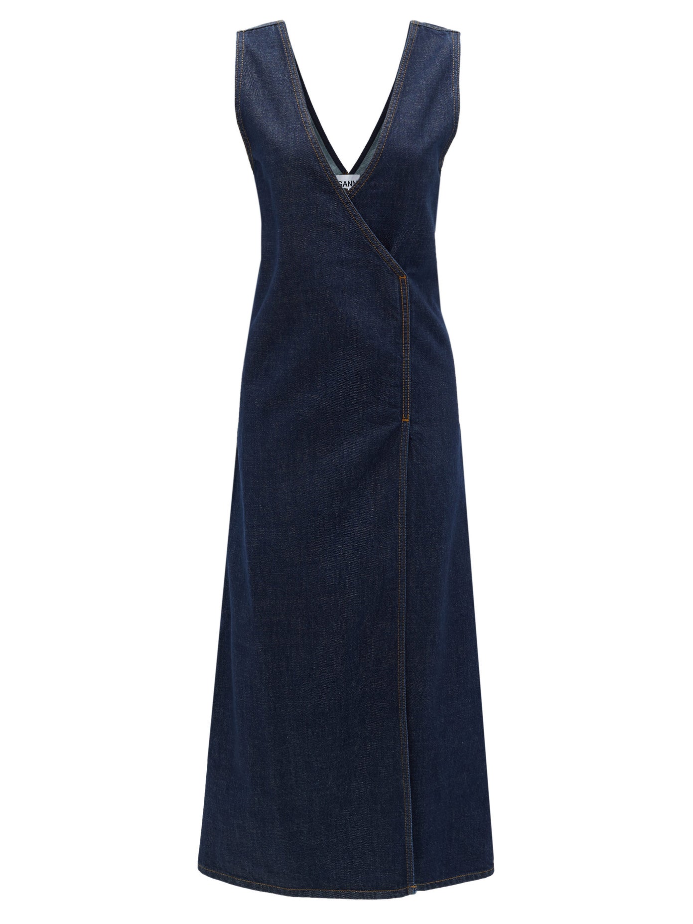 ganni denim wrap dress GANNI Acid-Wash Denim Wrap Dress