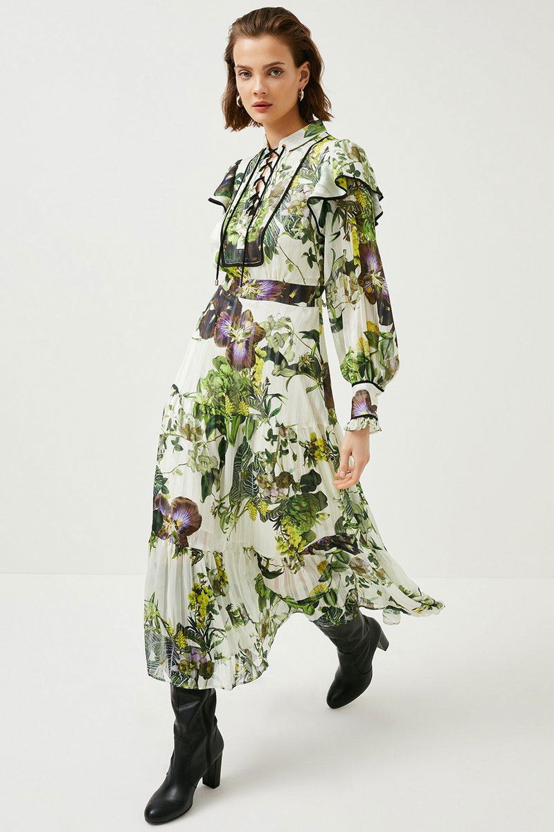 karen millen floral lace dress Floral Border Print Woven Maxi Dress