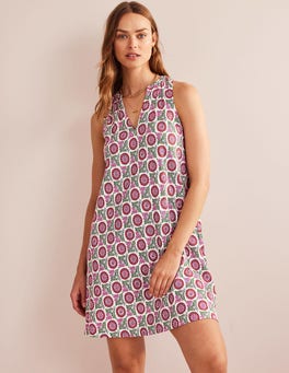 Notch-Neck Cotton Maxi Dress - Gin Fizz, Sunflower Sprig