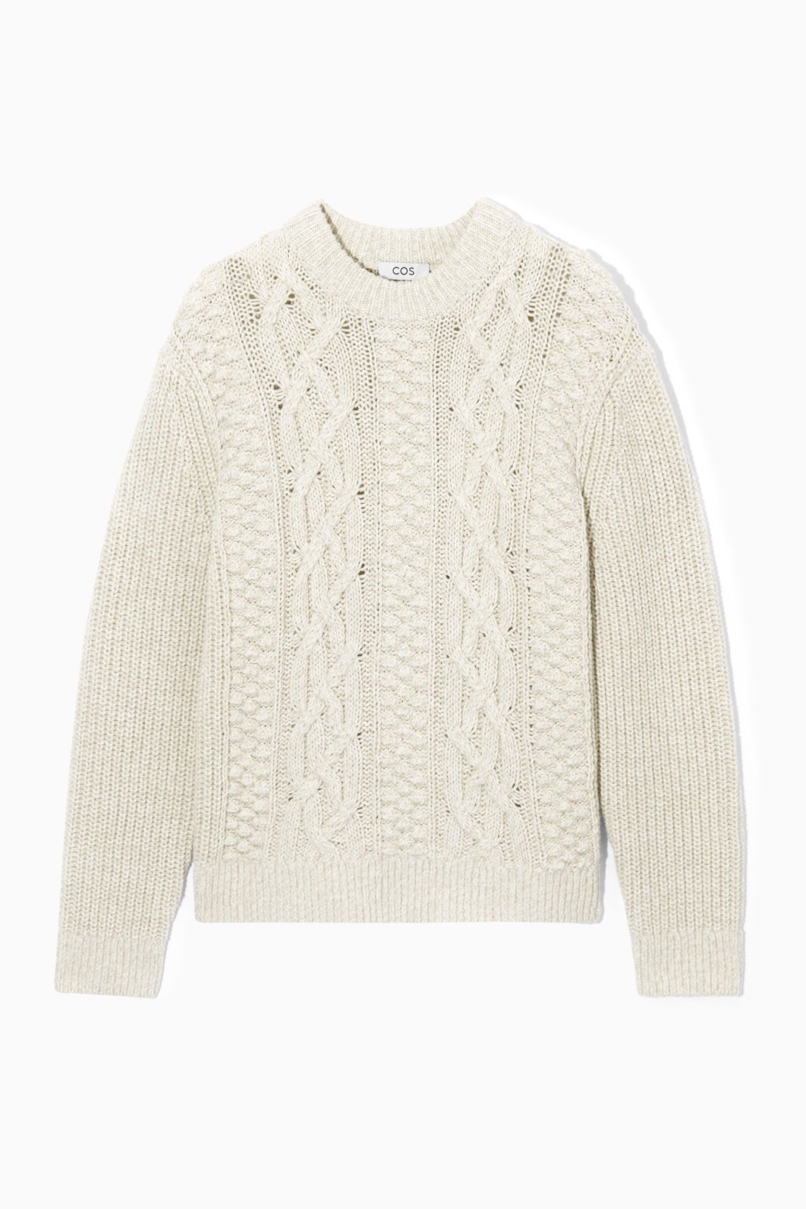 COS Cable-Knit Wool Jumper in CREAM | Endource