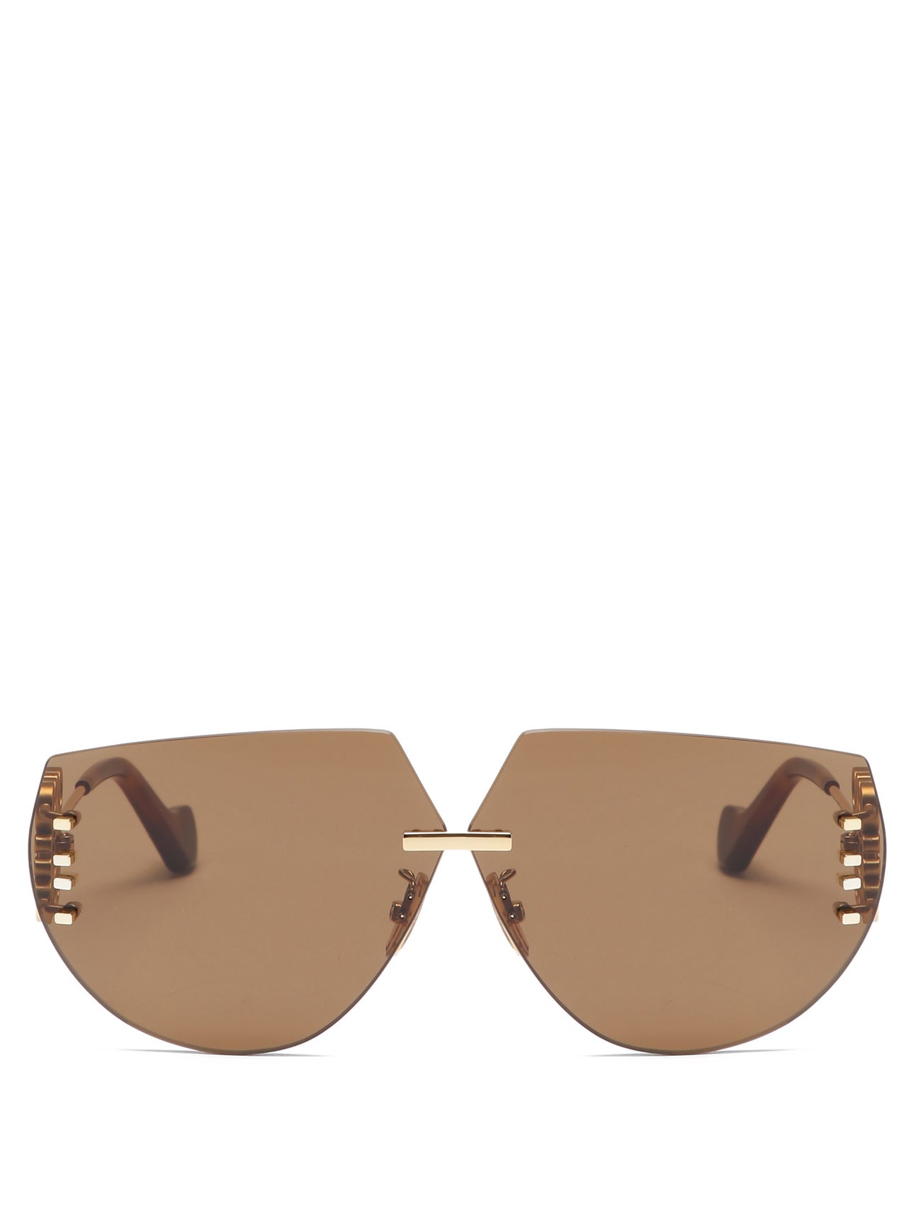 Loewe Anagram Hinge Rimless Aviator Metal Sunglasses In Gold Endource 6302