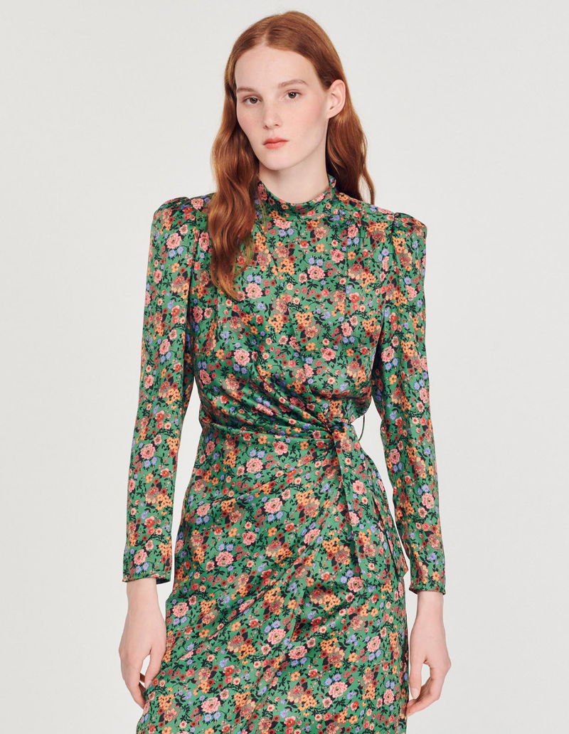 SANDRO Autumn Flowers Print Midi Dress | endource SANDRO Autumn Flowers Print Midi Dress | endource