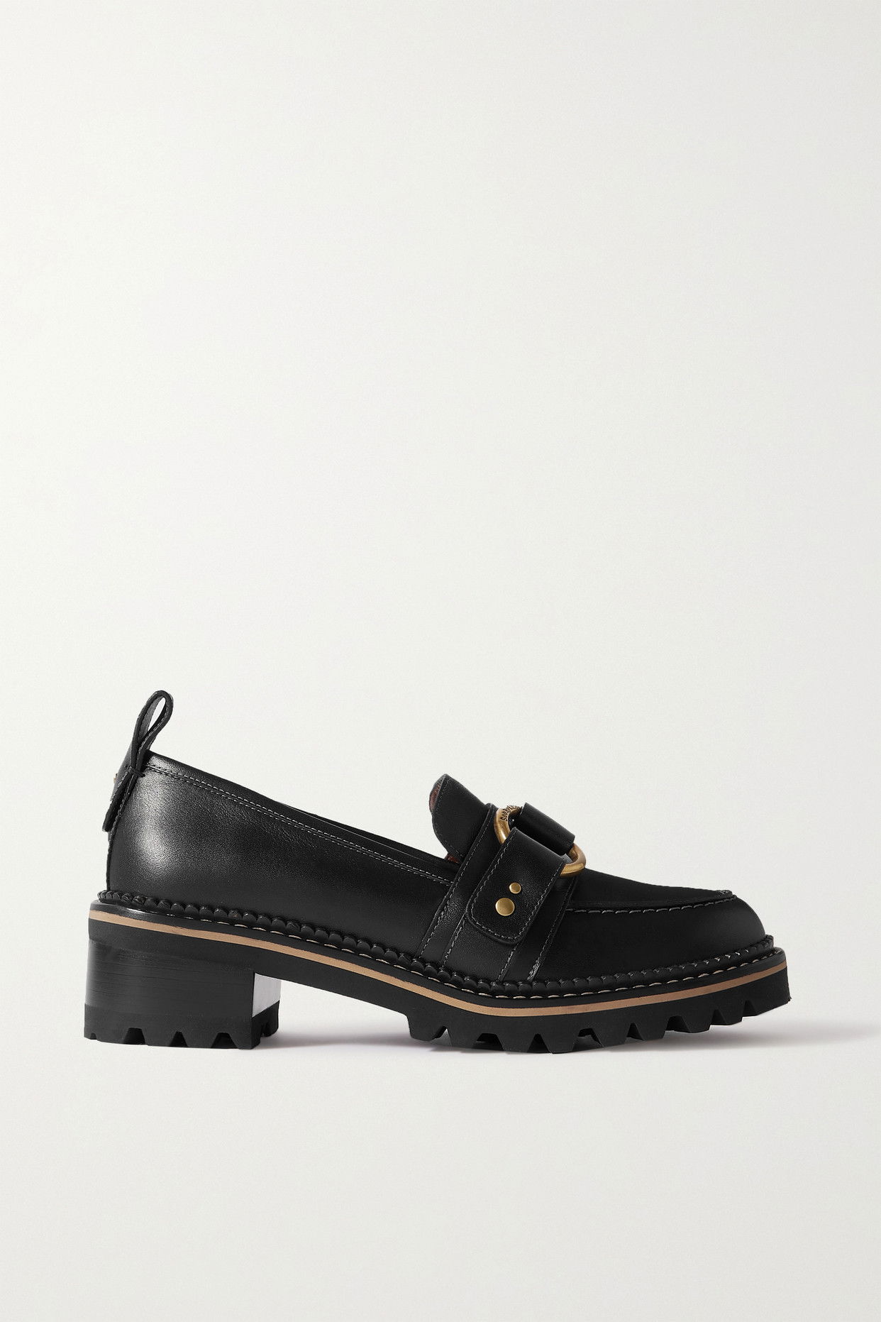 SEE BY CHLOÉ Erine Embellished Leather Loafers in Black | endource