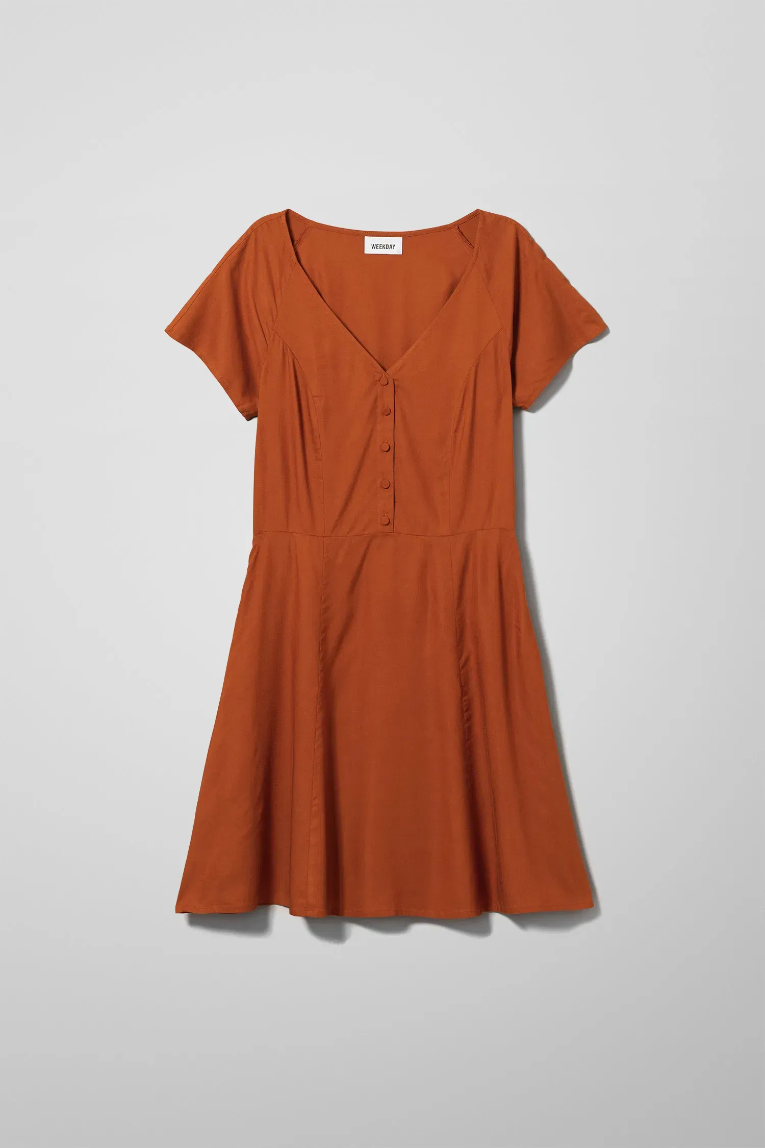 weekday orange dress Weekday Noemi satin midi dress in neon apricot, Size