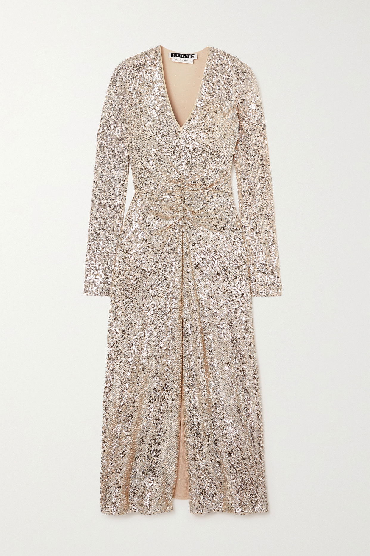 rotate birger christensen gathered metallic stretch knit midi dress 40% off Sierra Ruched Sequinned Stretch-Knit Semi-Formal Events